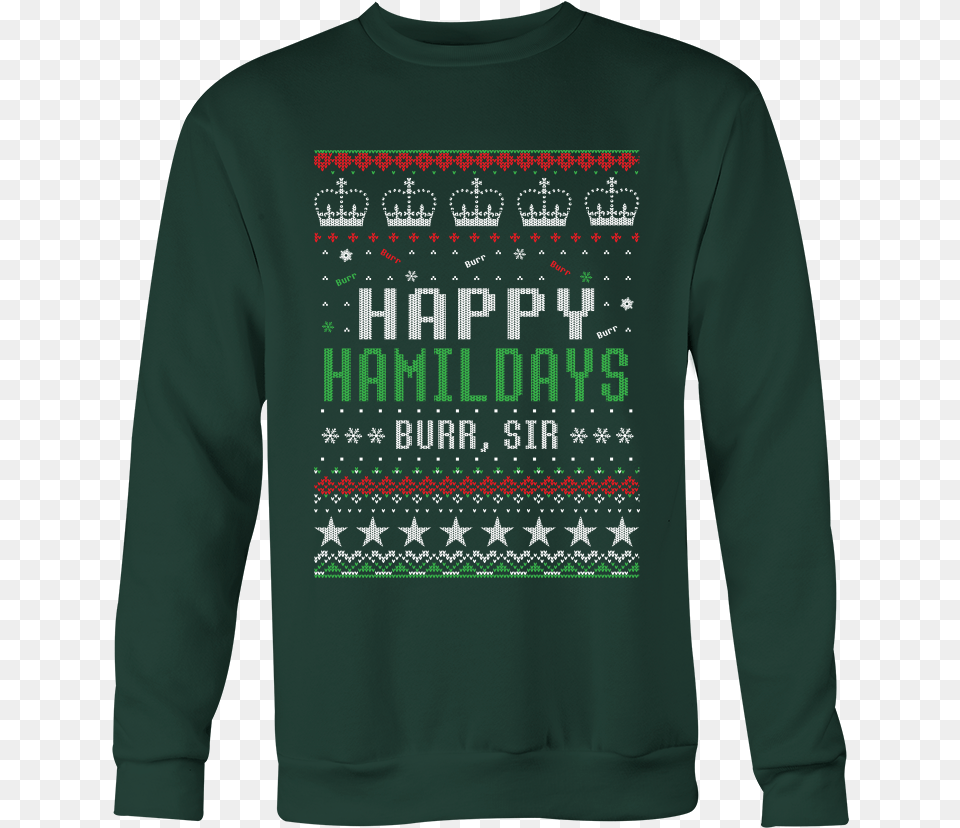 Hamilton Musical Christmas Sweater, Clothing, Sweatshirt, Knitwear, Long Sleeve Png Image