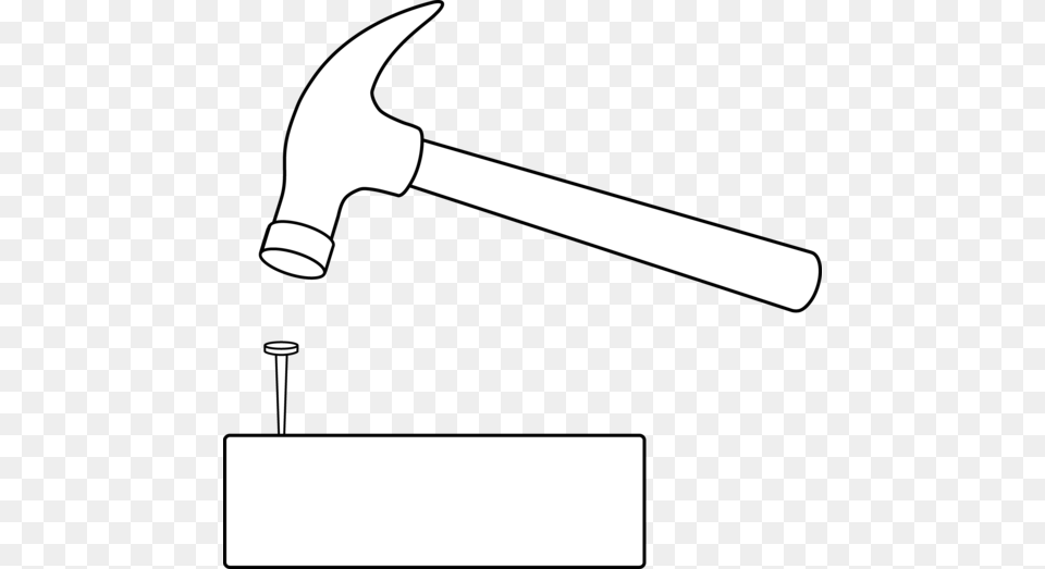 Hammer And Nail Outline, Device, Tool Png