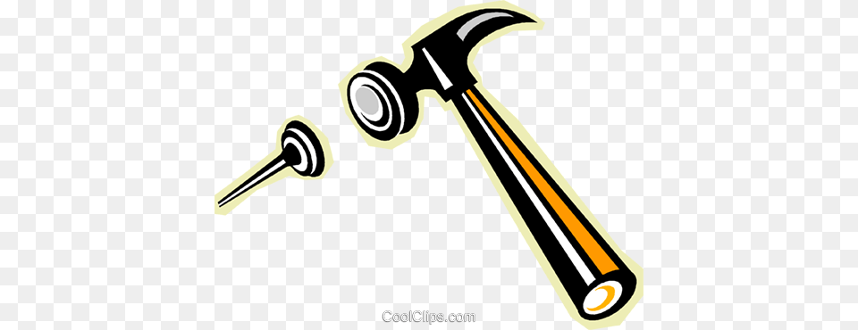 Hammer And Nail Royalty Vector Clip Art Illustration, Device, Tool, Power Drill Png Image