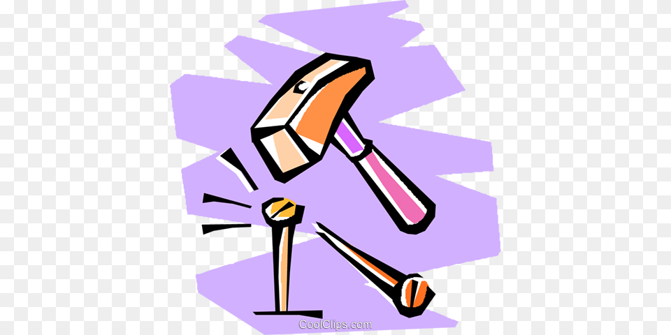 Hammer And Nails Royalty Vector Clip Art Illustration Hammer Und Nagel Clipart, Device, Tool, Animal, Fish Png Image