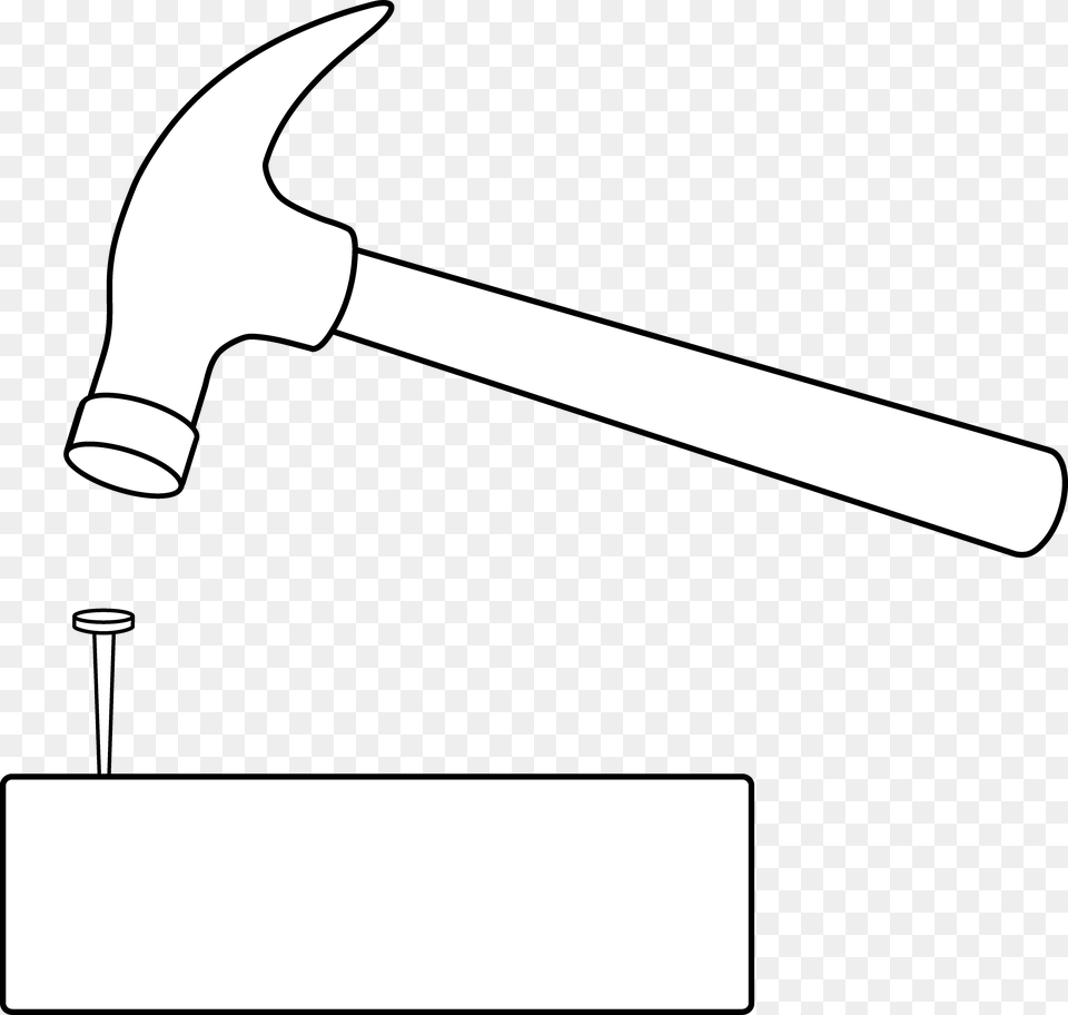 Hammer And Outline Hammer Hitting Nail Clipart, Device, Tool, Smoke Pipe Png Image