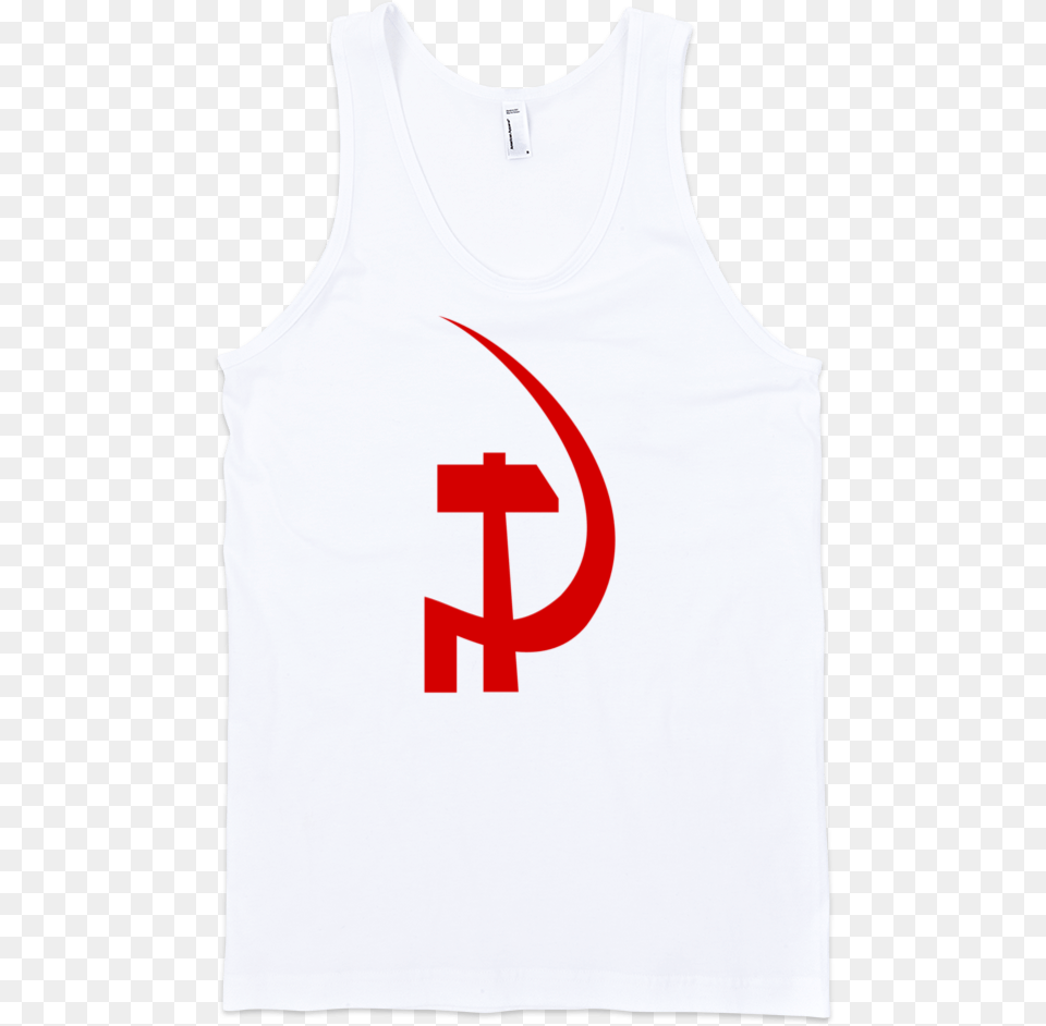 Hammer And Sickle Fine Jersey Tank Top Unisex White Top Front Background, Clothing, Tank Top, T-shirt, Vest Free Png
