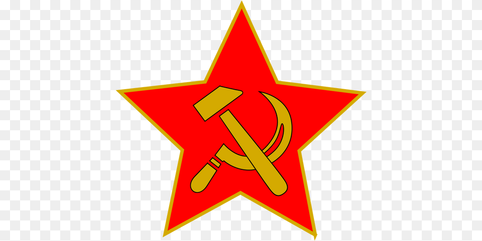 Hammer And Sickle In Red Star Vector Clip Art, Symbol, Star Symbol Free Transparent Png