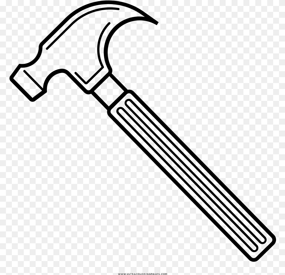 Hammer Coloring Page, Gray Free Png