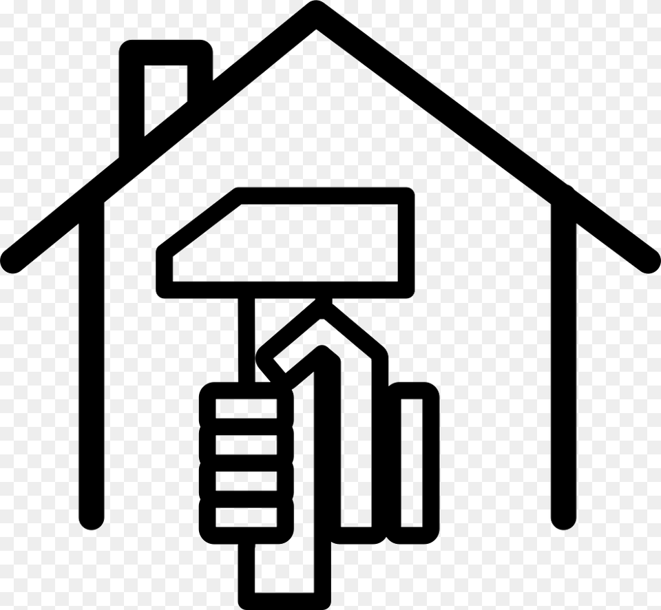 Hammer In A Hand Inside A House Comments Painting House Clip Art, Outdoors Free Transparent Png