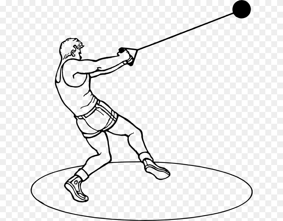 Hammer Throw Track Field Sports Athlete Drawing, Gray Png Image