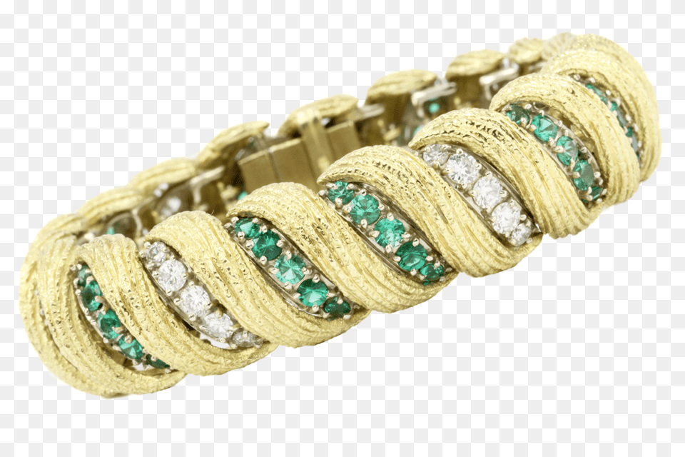 Hammerman Bros 18k Gold Diamond Emerald Barber Pole Bracelet, Accessories, Jewelry, Gemstone, Necklace Free Transparent Png