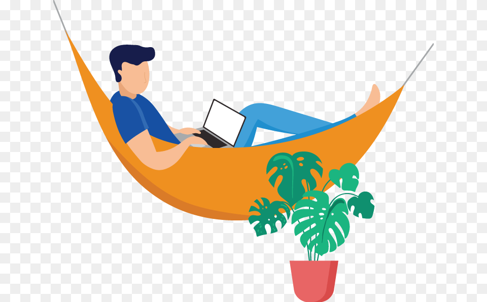Hammock Coworking Space Concept Illustration, Furniture, Adult, Person, Man Free Png Download