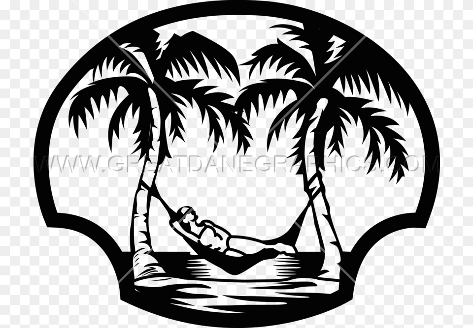 Hammock Drawing Palm Tree Palm Tree Hammock, Furniture, Bow, Weapon, Swing Free Transparent Png