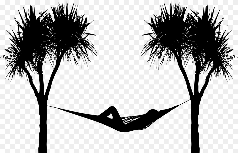 Hammock Palm Tree Hammock Silhouette, Gray Png