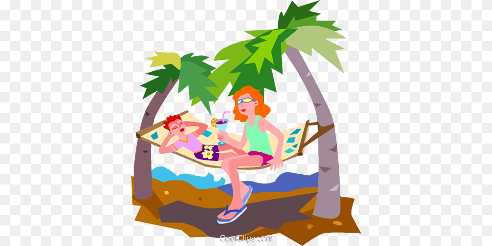 Hammock Royalty Vector Clip Art Illustration, Summer, Person, Reading, Furniture Png Image