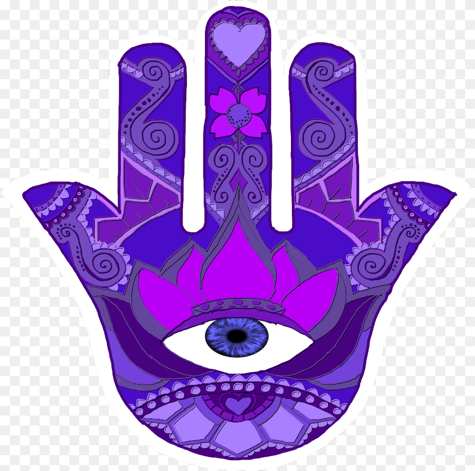 Hamsa Hand Eye Drawing Purple Mandala Natnat7w Drawing, Clothing, Glove, Pattern Free Transparent Png