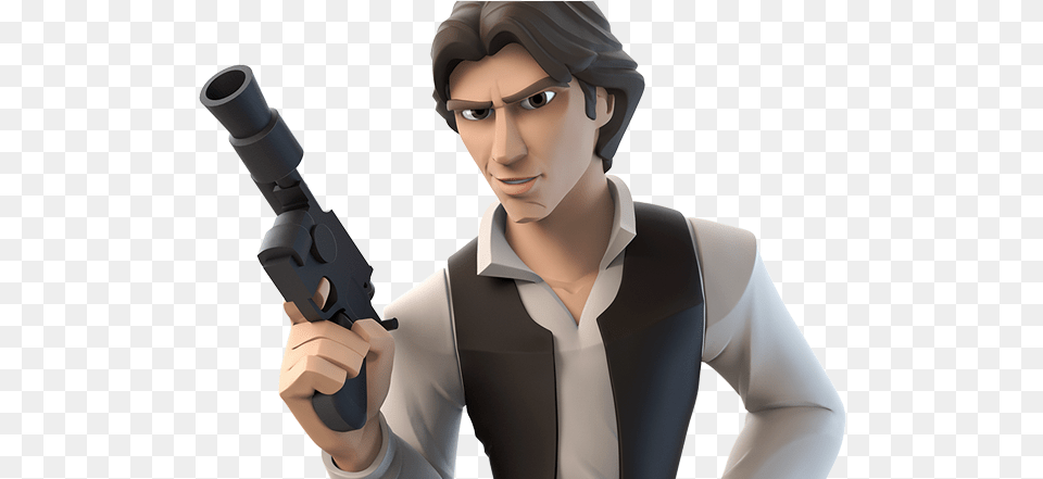 Han Solo Amp Chewbacca Star Wars Toybox Action Figures Han Solo Disney Infinity, Weapon, Firearm, Adult, Person Png
