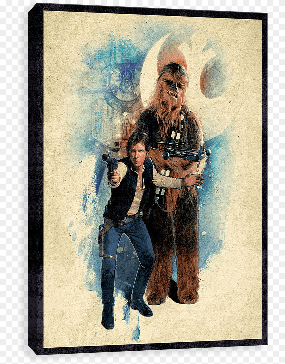 Han Solo And Chewbacca Artissimo Design Galactic Watercolor Han Solo, Clothing, Pants, Adult, Person Png Image