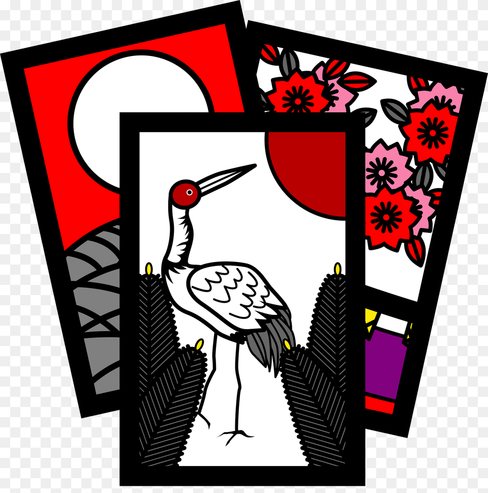 Hanafuda Clipart, Animal, Bird, Crane Bird, Waterfowl Free Transparent Png