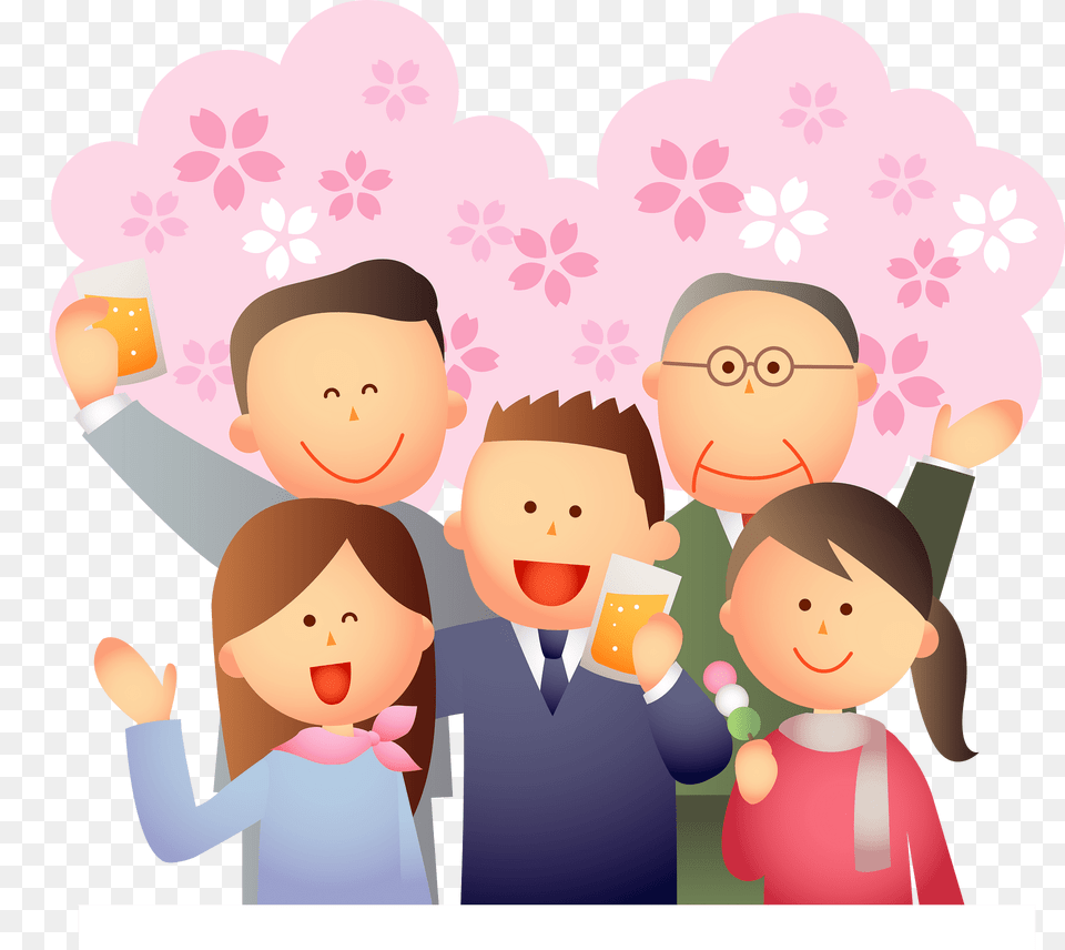 Hanami Cherry Blossoms Clipart, People, Person, Baby, Art Free Png