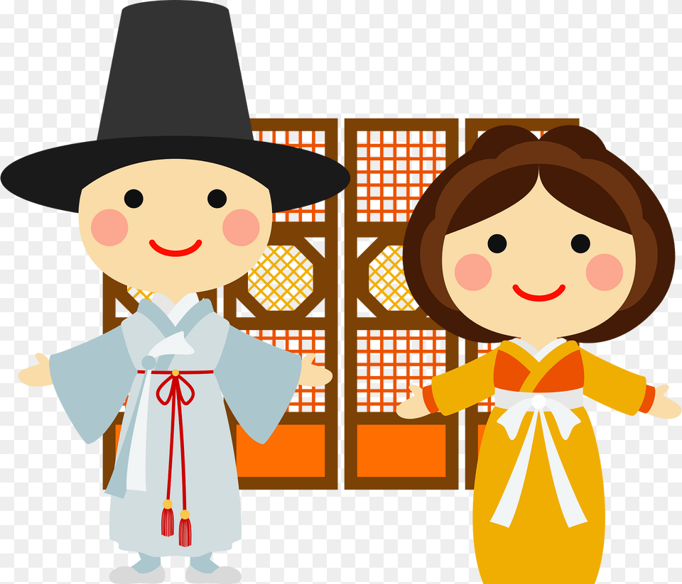 Hanbok Couple Clipart, Baby, Person, Clothing, Hat Png Image