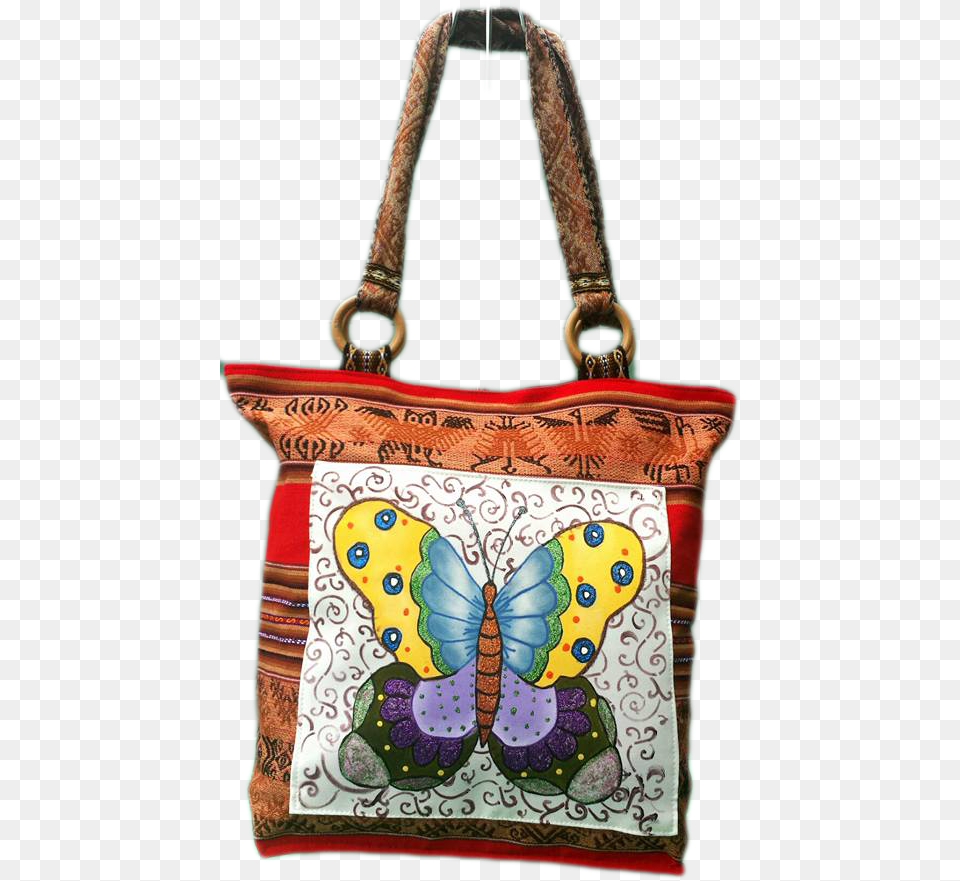 Hand Bag With Butterflies Painted By Hand Tote Bag, Accessories, Handbag, Purse Png