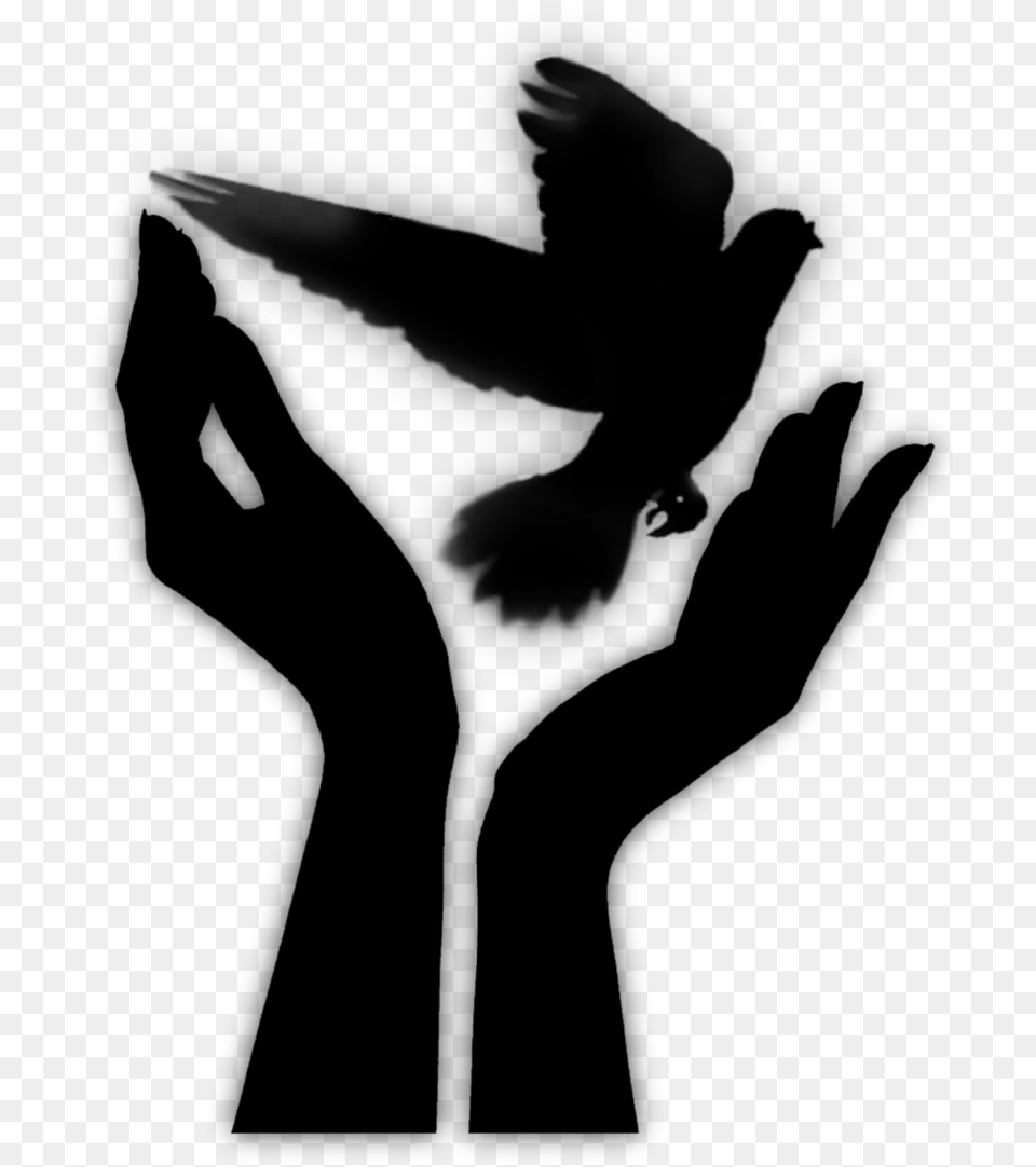 Hand Bird Release Sticker Clipart Let It Go Wings, Gray Png