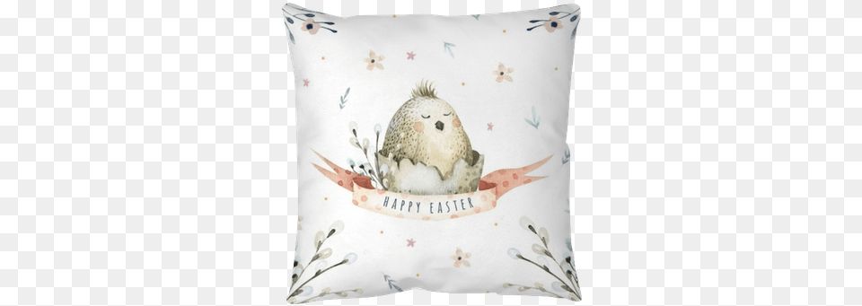 Hand Drawing Easter Watercolor Flying Cartoon Bird Niedliches Osterei Glckliches Eastercard Karte, Cushion, Home Decor, Pillow Free Transparent Png
