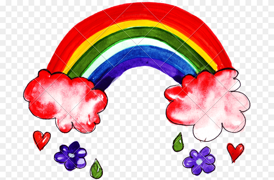 Hand Drawing Of Colorful Watercolor Rainbow, Art, Graphics Png