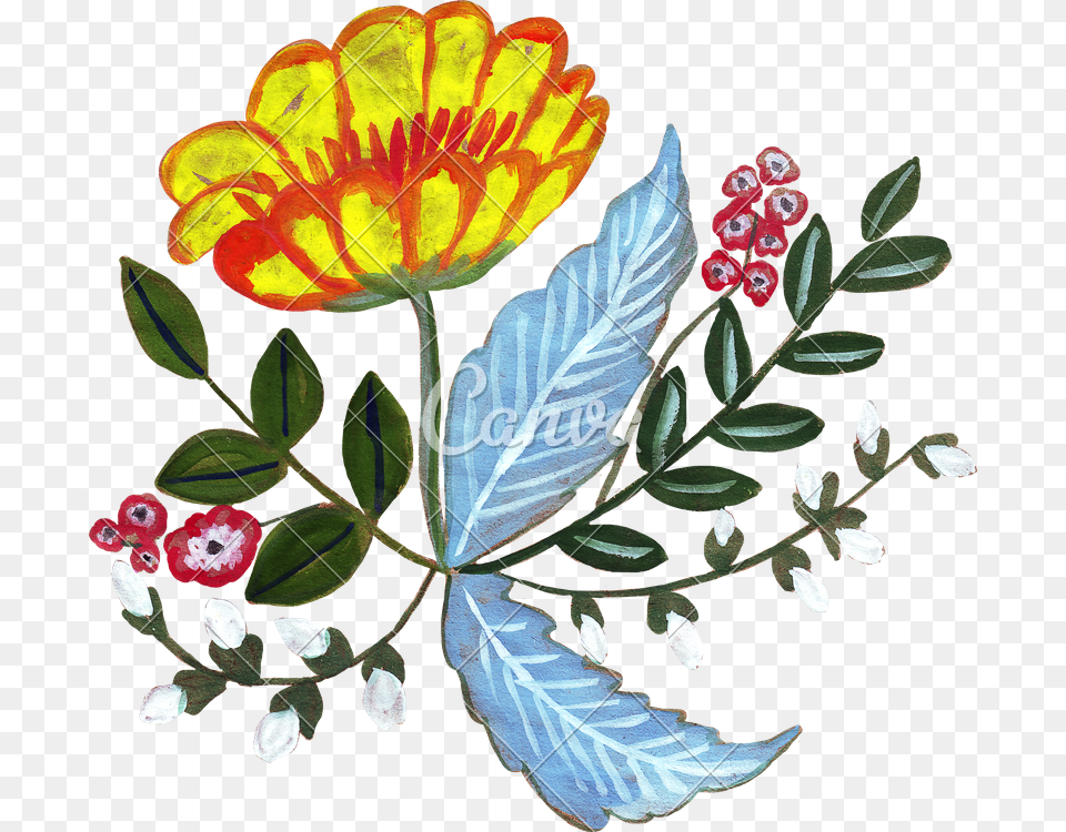 Hand Drawing Watercolor Of A Bouquet, Art, Plant, Pattern, Leaf Png