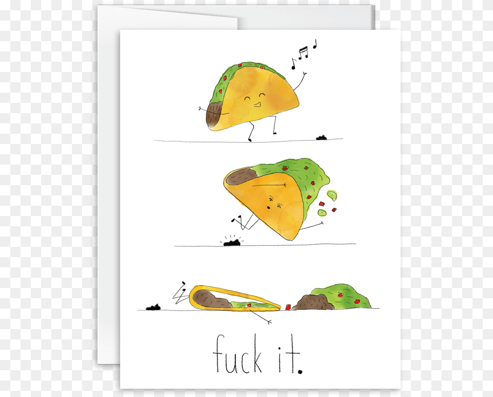 Hand Drawn And Painted Watercolor Taco Card Fuck It Frog, Text Free Transparent Png