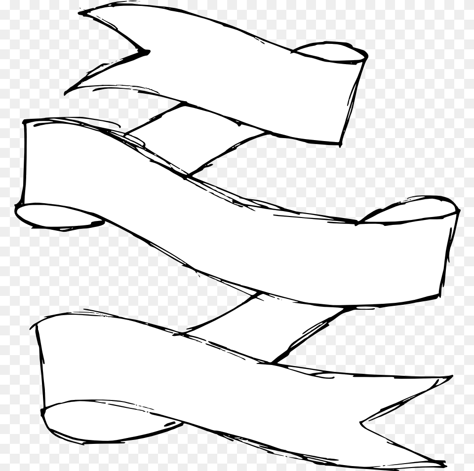 Hand Drawn Banner Ribbon Onlygfxcom Horizontal, Animal, Fish, Sea Life, Shark Free Transparent Png