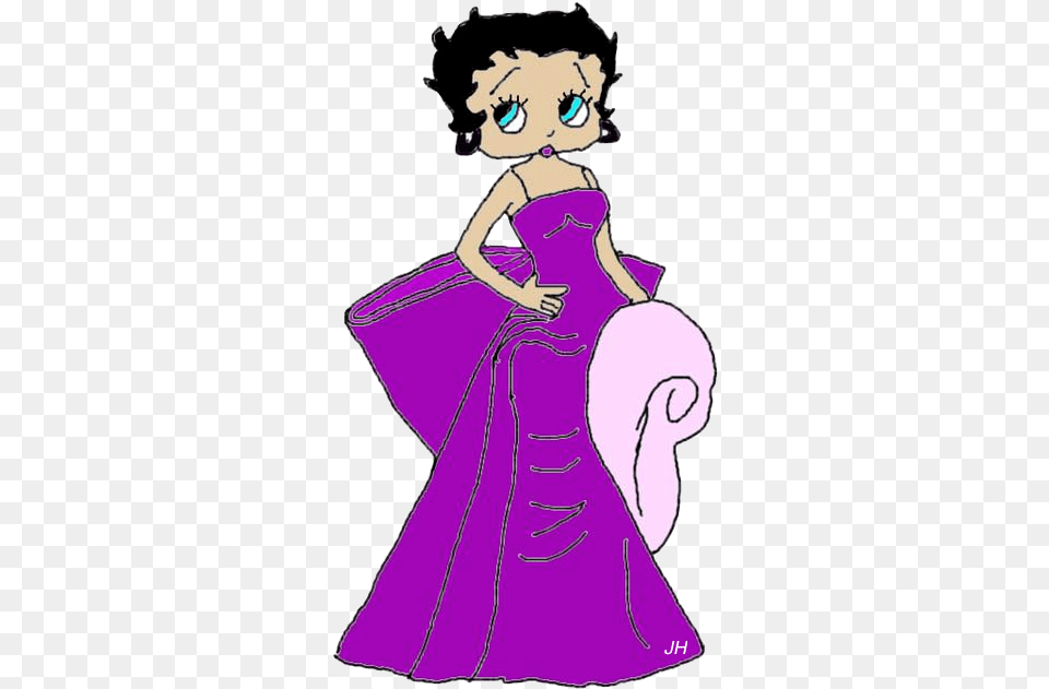 Hand Drawn Betty Boop Blue Gown To Use Cartoon, Clothing, Dress, Fashion, Formal Wear Free Png