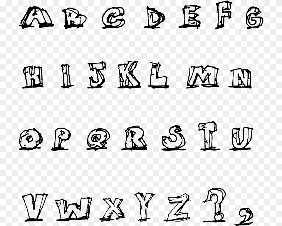 Hand Drawn Blocky Alphabet In Caps Hand Drawn Letters, Gray Free Png Download