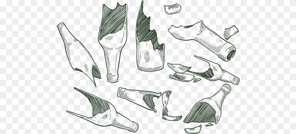 Hand Drawn Broken Bottle Broken Beer Bottle Drawing, Clothing, Footwear, High Heel, Shoe Png