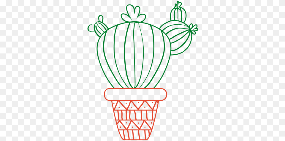 Hand Drawn Cactus In Green And Red Transparent U0026 Svg Cactus Empty Pot Clipart, Plant Png Image