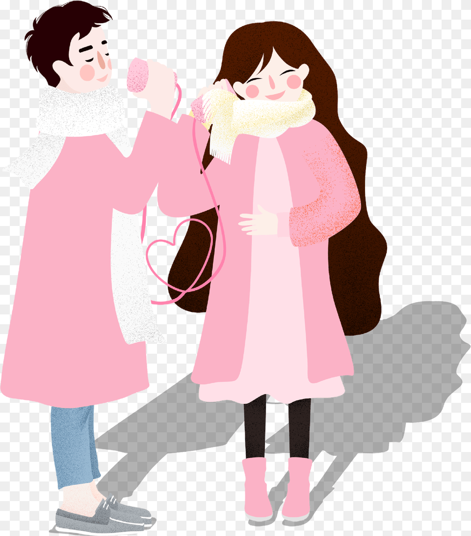 Hand Drawn Cartoon Couple Decoration Vector Illustration, Clothing, Coat, Adult, Person Free Transparent Png