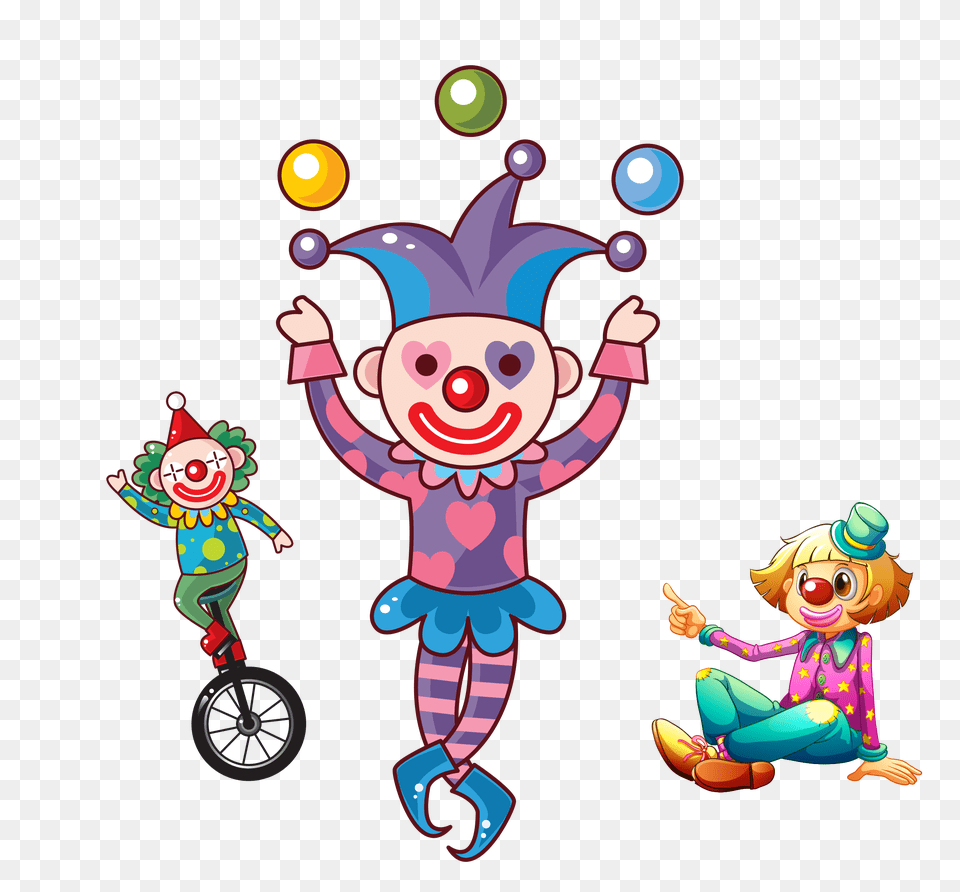 Hand Drawn Cartoon Cute Clown Decoration Vector Juggling, Person, Baby, Face Free Transparent Png