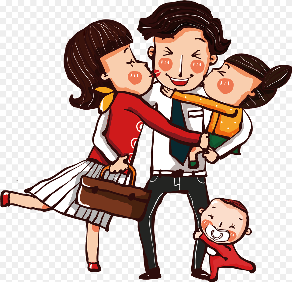 Hand Drawn Cartoon Family Decoration Vector, Book, Comics, Publication, Person Free Png