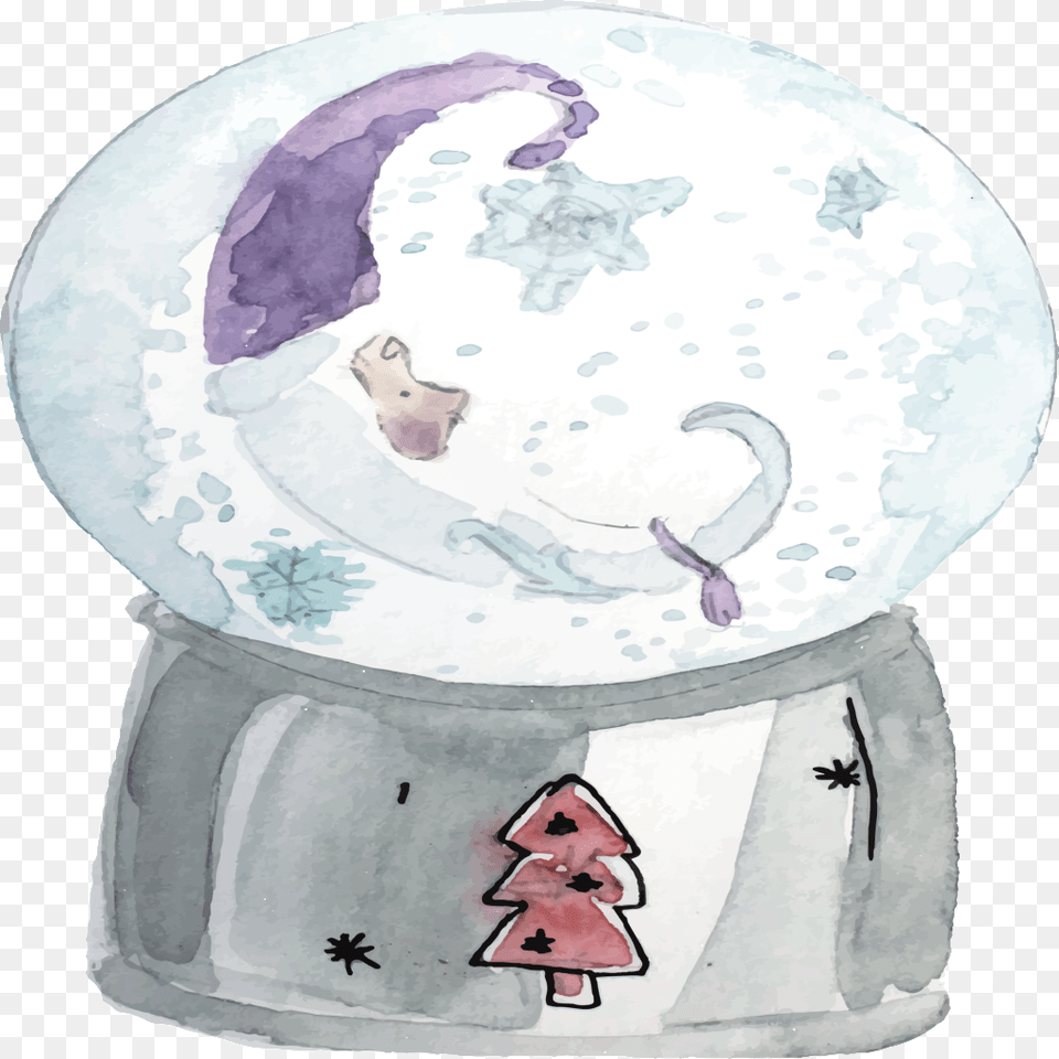 Hand Drawn Cartoon Snow Globe Glass Ball Transparent Illustration, Art, Drawing, Outdoors Png Image