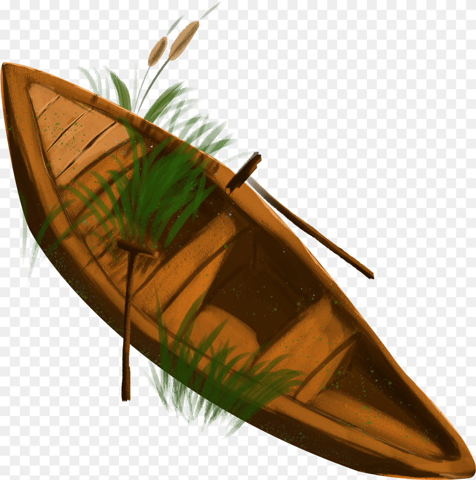 Hand Drawn Cartoon Wood Boat And Psd Sea Kayak, Vehicle, Transportation, Rowboat, Canoe Free Png Download
