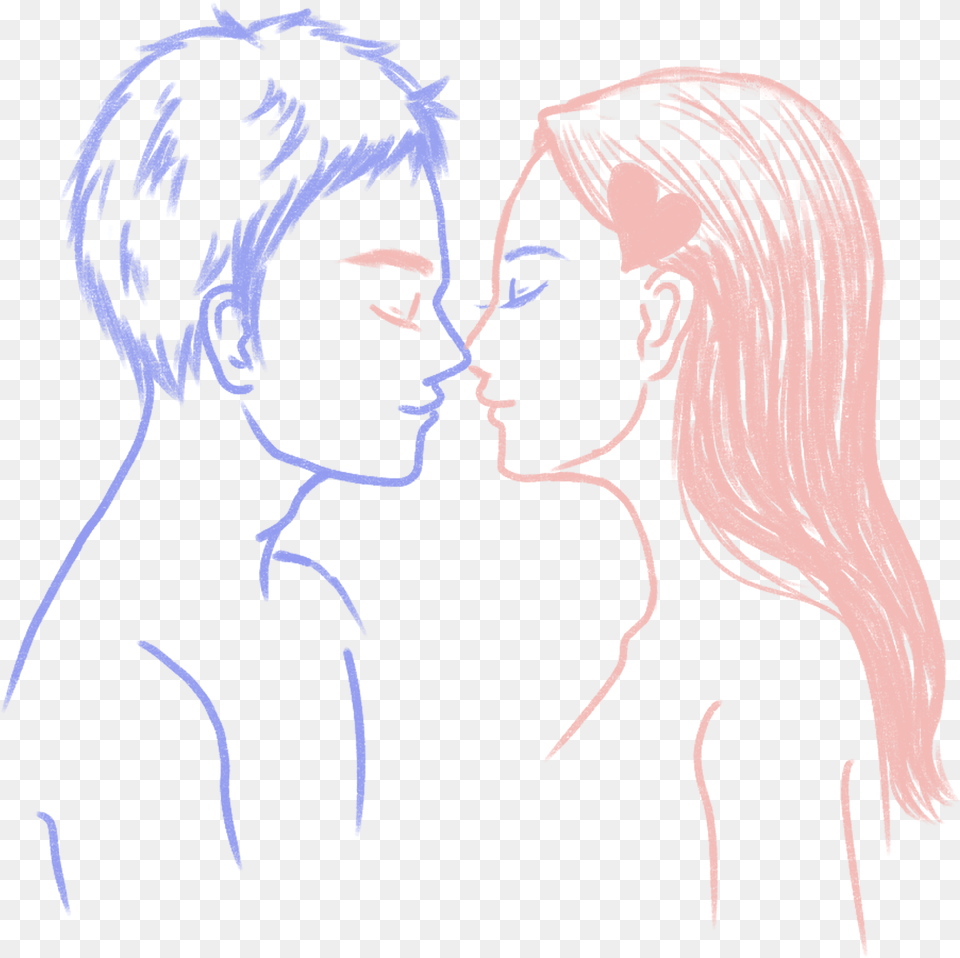 Hand Drawn Character Valentine Couple And Psd Sketch, Adult, Person, Female, Woman Png