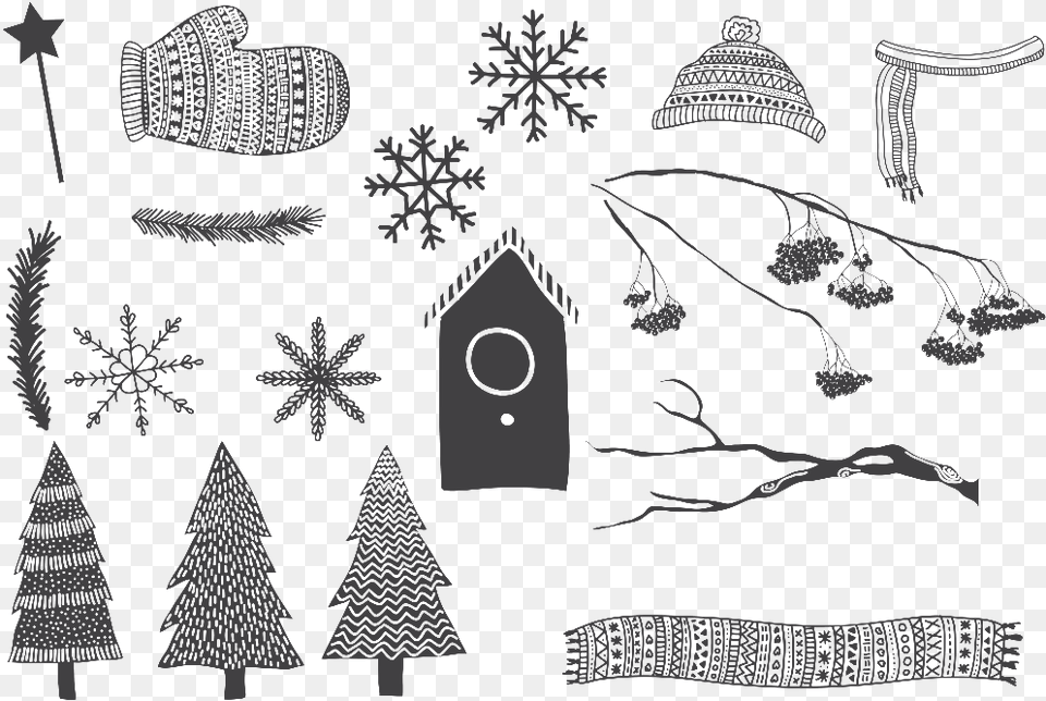 Hand Drawn Christmas Vector Christmassy Morno E Bonito Bolsa Tote Grande, Clothing, Hat, Outdoors, Nature Free Png Download