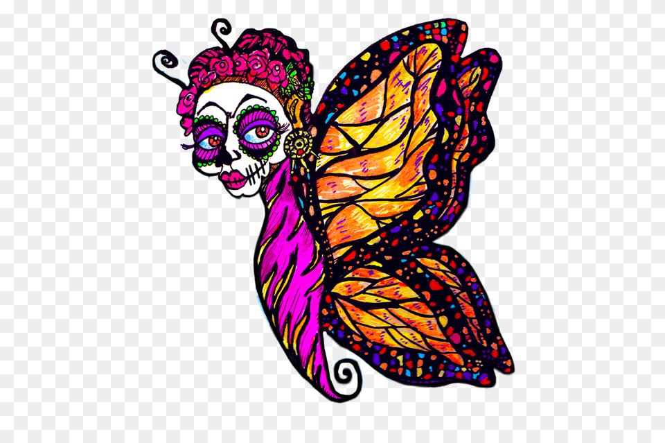 Hand Drawn Clip Art Day Of The Dead And Halloween Fairies, Modern Art, Adult, Person, Woman Free Transparent Png