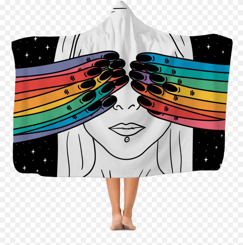 Hand Drawn Closed Eyes Premium Adult Hooded Blanket Puterea Este In Tine, Person, Female, Woman, Clothing Free Png