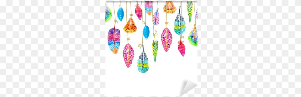 Hand Drawn Colorful Watercolor Feathers Background Feathers Bathing Suit, Accessories, Earring, Jewelry Png Image