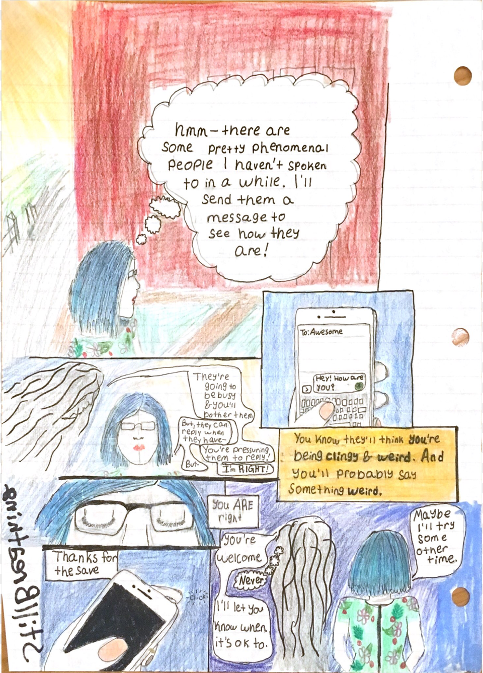 Hand Drawn Comic About Living With Anxiety Comics, Publication, Book, Face, Head Png