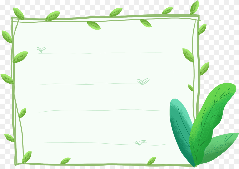 Hand Drawn Dialog Painted Green Leaves Plant Borders Floral Design, Leaf, Page, Text Png Image