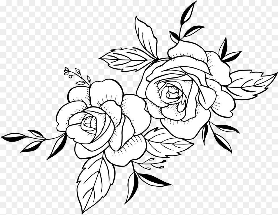 Hand Drawn Floral Bouquets Black And White Flower, Art, Floral Design, Graphics, Pattern Png Image