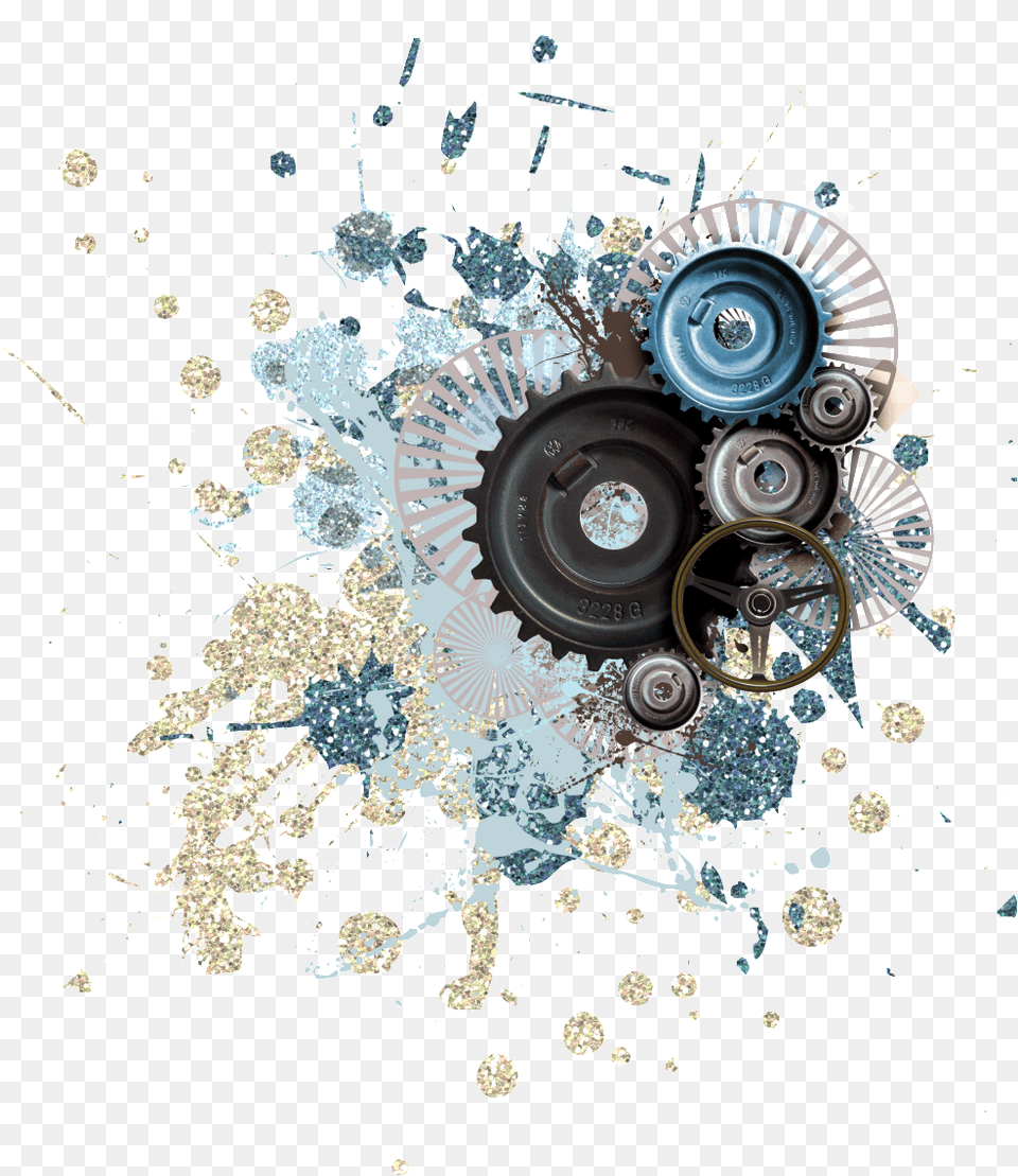 Hand Drawn Gear Transparent Surrounded By Flowers Portable Network Graphics, Machine, Spoke, Wheel, Art Png