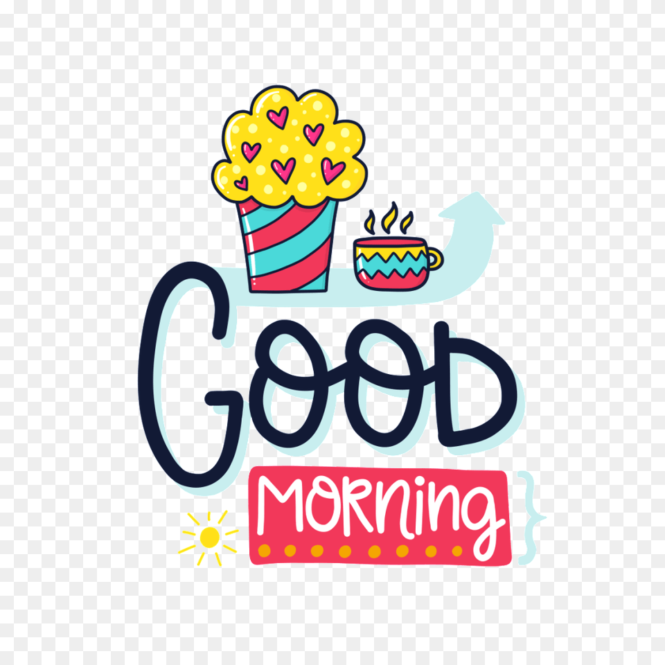 Hand Drawn Good Morning Cartoon Card Vector Download, Text, Weapon, Dynamite, Birthday Cake Free Transparent Png