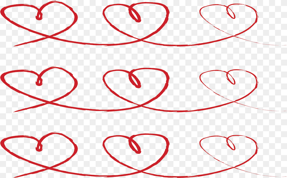 Hand Drawn Heart Chain Red Heart Chain Transparent, Pattern, Text Free Png Download