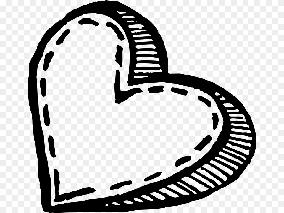 Hand Drawn Heart Sketch, Gray Png Image