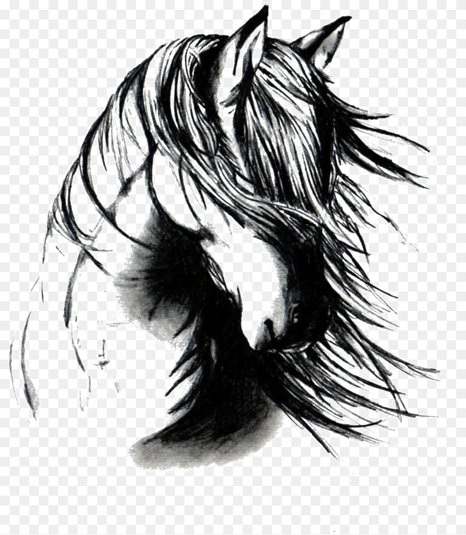 Hand Drawn Horse Head Element Pattern Tatuagem De Cavalo Desenho, Adult, Female, Person, Woman Free Png